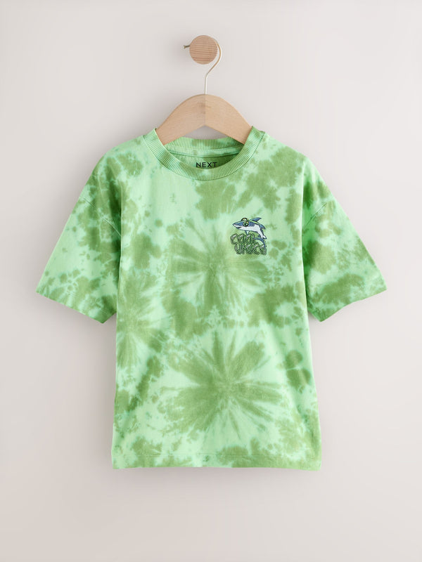 Green Relaxed Fit Tie Dye Graphic Print Short Sleeve T-Shirt (3-16yrs)