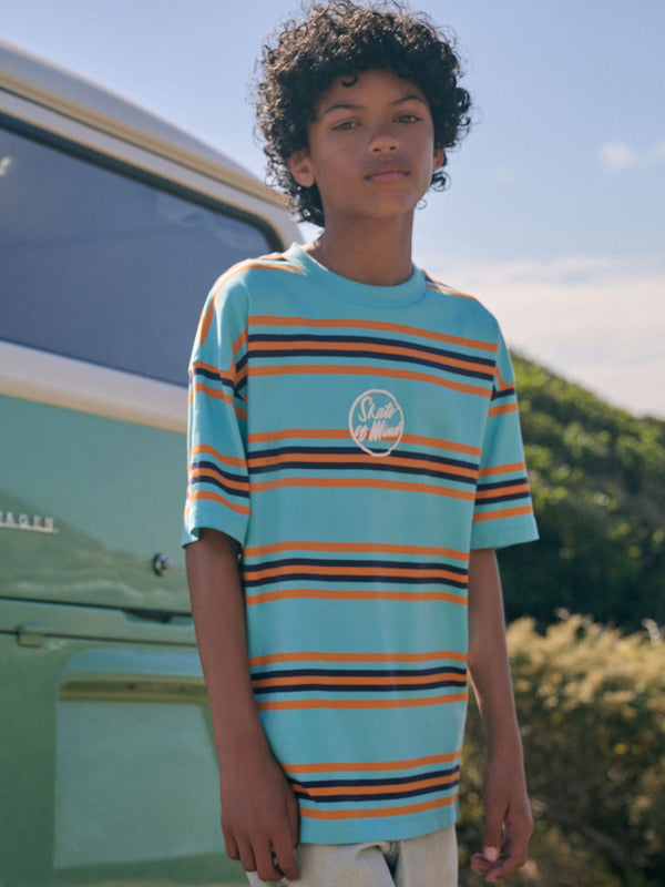 Blue/Orange Stripe Relaxed Fit Short Sleeve T-Shirt (3-16yrs)