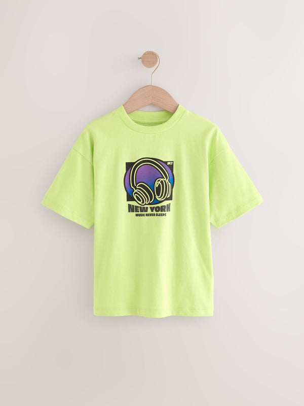 Lime Green Relaxed Fit Short Sleeve Graphic Print T-Shirt (3-16yrs)