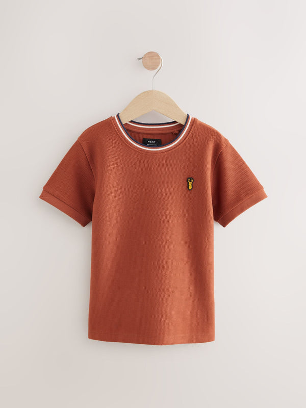 Rust Brown Short Sleeve Textured T-Shirt (3-16yrs)