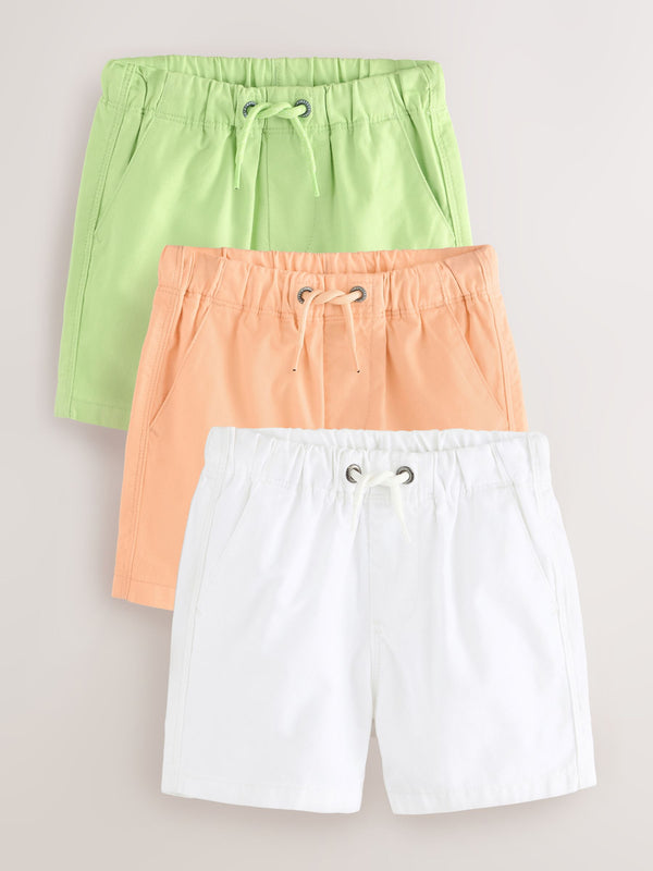 Orange/Green/White Pull On Shorts 3 Pack (3mths-7yrs)