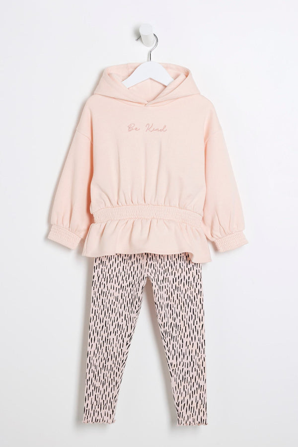 River Island Pink Girls Cinch Sweat and Leggings Set