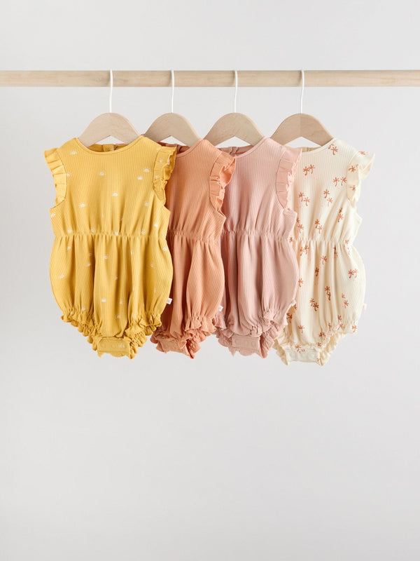 Floral Printed Frill 4 Pack Baby Rompers