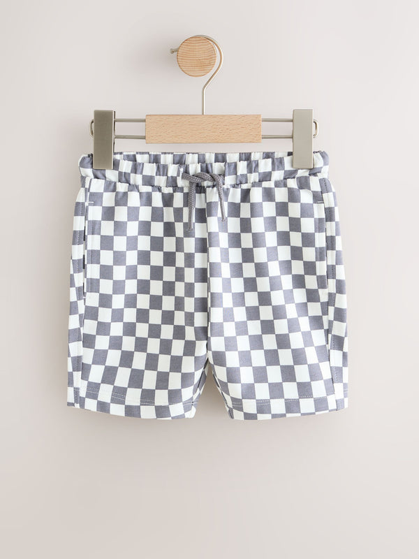 White/Grey Checkerboard Patterned Singles Shorts immediate