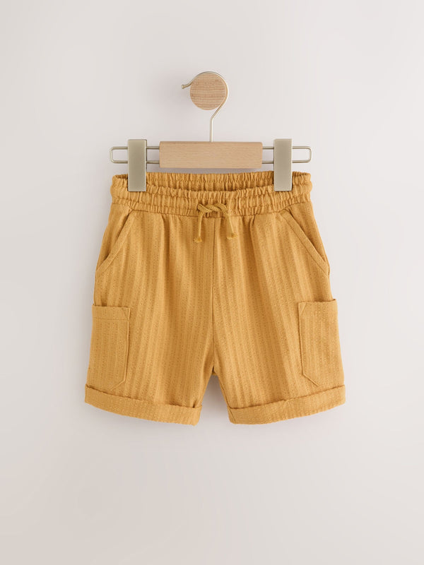 Ochre Yellow Lightweight Textured Jersey Shorts (3mths-7yrs)