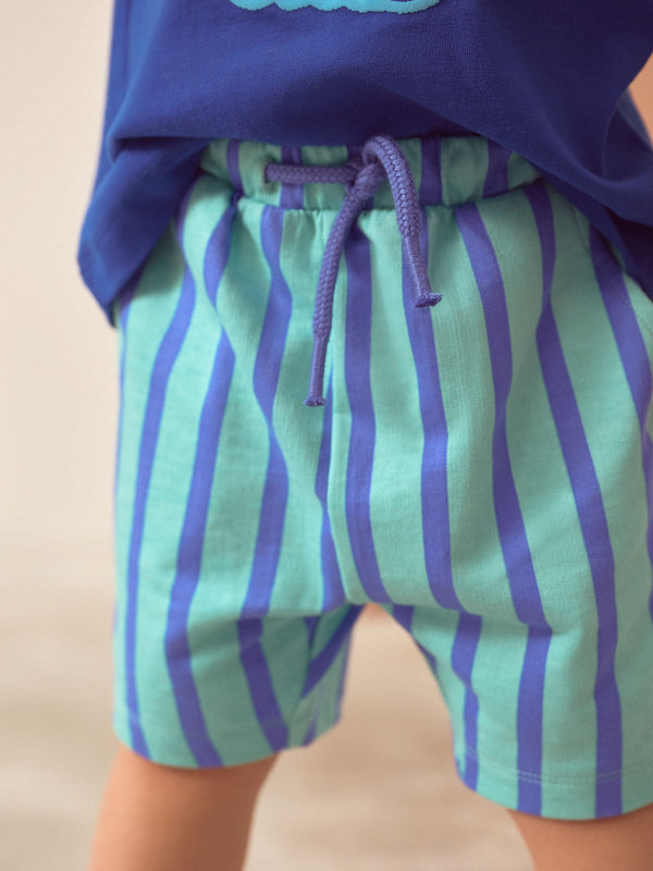 Turquoise Blue Patterned Singles Shorts (3mths-7yrs)