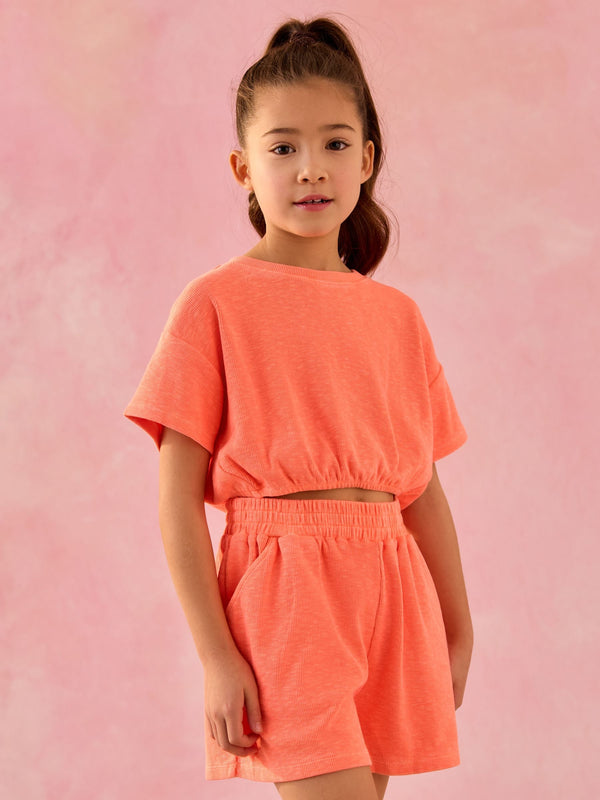 Orange Fluro T-Shirt and Shorts Set (3-16yrs)