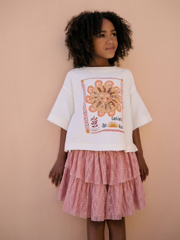 Pink Sequin Sun Top & Lace Skirt Set (3-16yrs)