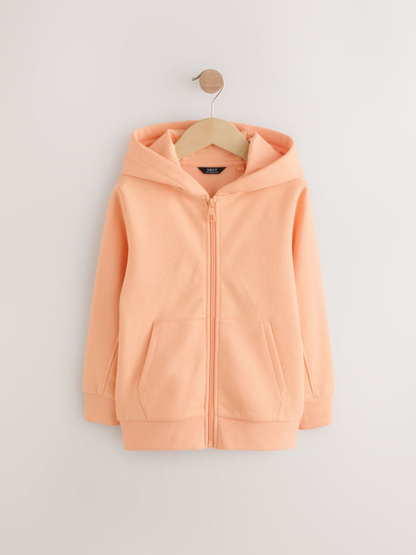 Orange Plain Zip Through Hoodie (3-16yrs)