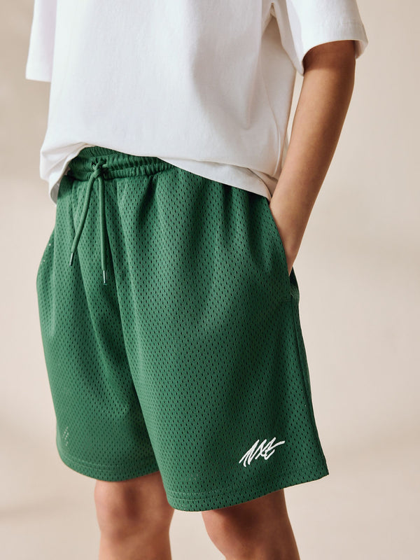 Dark Green Mesh Sport Shorts (3-16yrs)