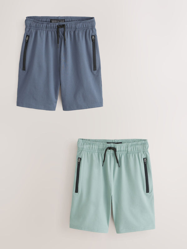 Green/Blue Light Weight Sports Shorts 2 Pack (3-17yrs)