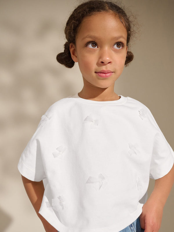 White Boxy Bows T-Shirt (3-16yrs)