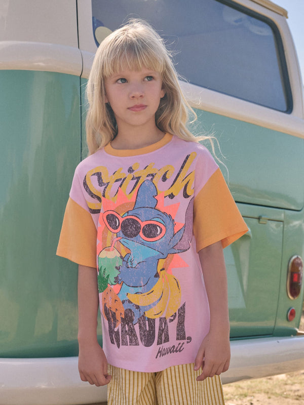 Purple/Orange Oversized 100% Cotton Disney Lilo and Stitch License T-Shirt (3-16yrs)