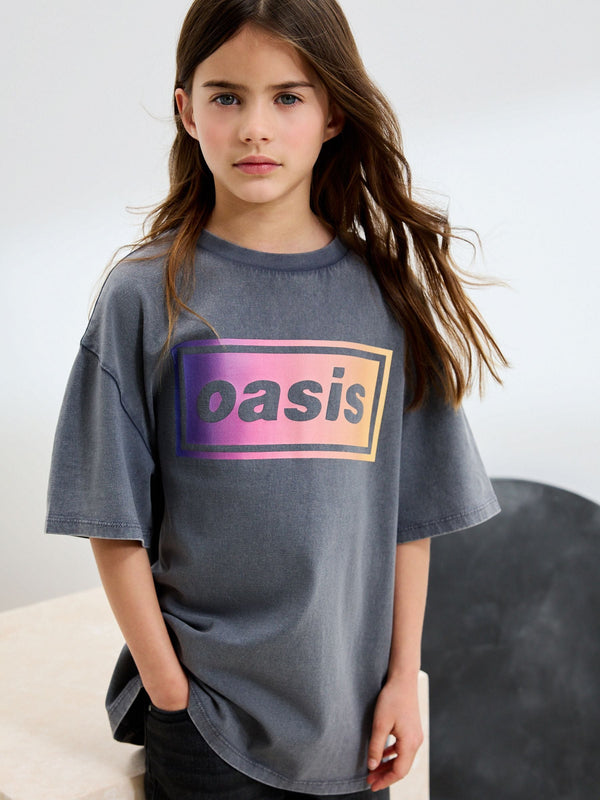 Charcoal Grey Oversized Oasis Band T-Shirt (3-16yrs)