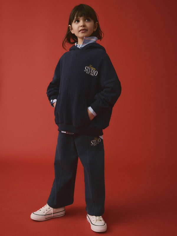 Navy Blue Wide Leg Joggers (3-16yrs)