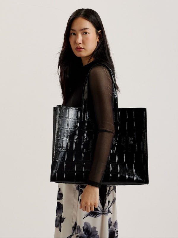 Ted Baker Black Extra Large Allicon Croc Effect Icon Bag