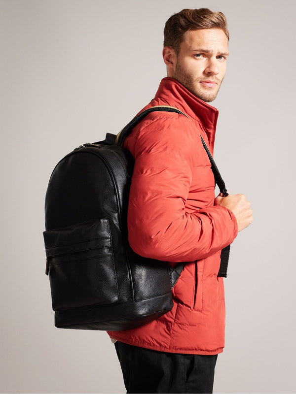 Ted Baker Black 100% Cotton Kaileb Pu Webbing Backpack
