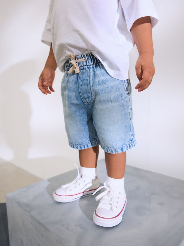 Light Blue Pull On Denim 100% Cotton Shorts (3mths-7yrs)