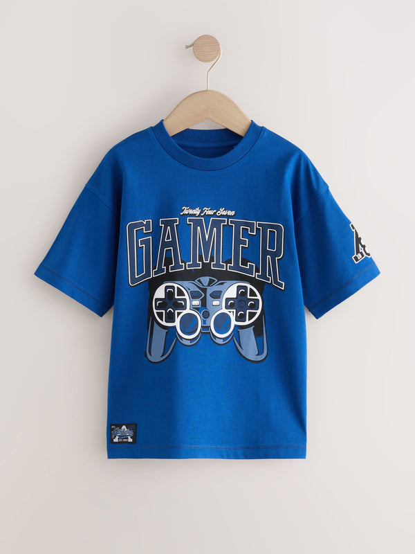 Cobalt Blue Controller Relaxed Fit Short Sleeve Graphic Print T-Shirt (3-16yrs)
