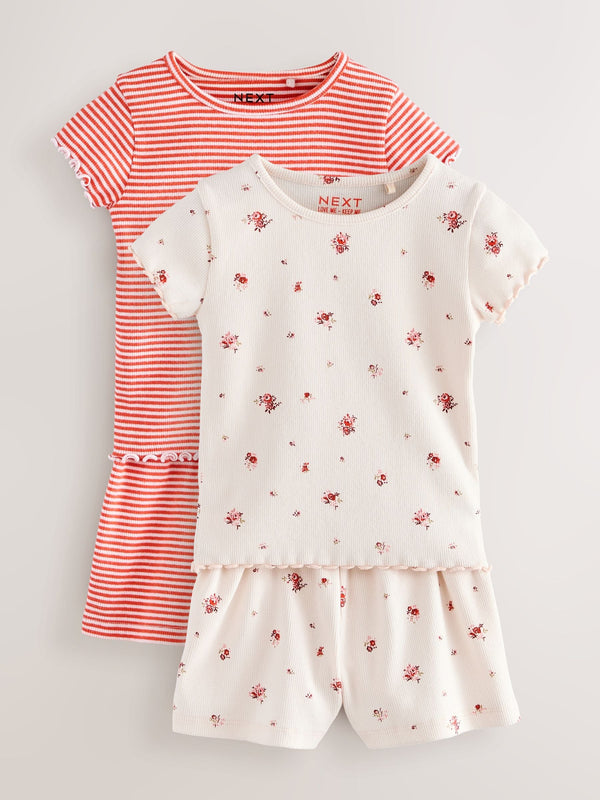 Red Ribbed Top and Shorts Set 2 Pack (3mths-7yrs)