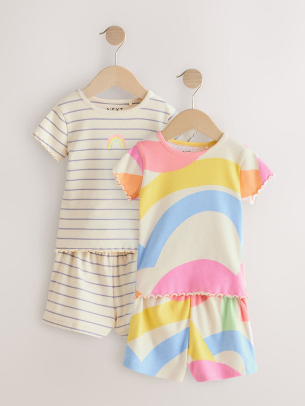 Rainbow Ribbed Top and Short Set 2 Pack (3mths-7yrs)