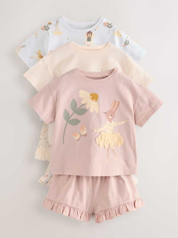 Pink Bunny Top and Shorts Set 3 Pack (3mths-7yrs)