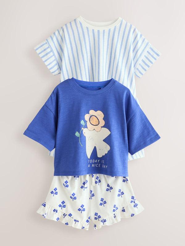 Blue Top and Shorts Set 2 Pack (3mths-7yrs)