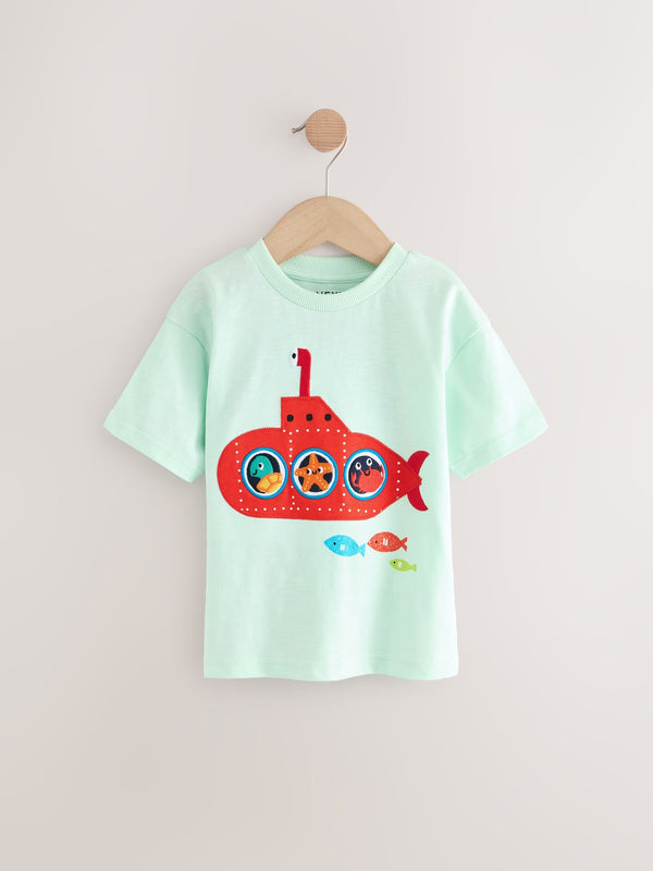 Mint Green Short Sleeve Interactive Appliqué T-Shirt (3mths-7yrs)