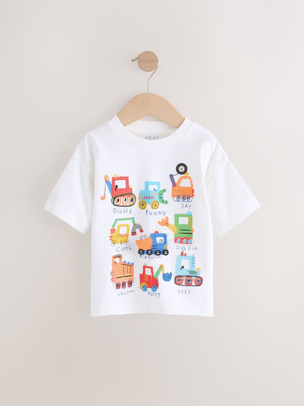 White Digger Short Sleeve Interactive Appliqué T-Shirt (3mths-7yrs)