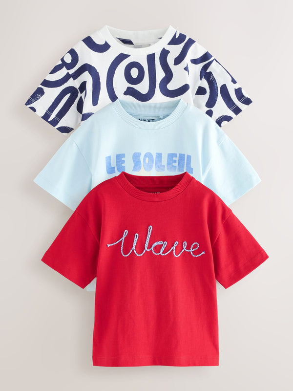 Blue Short Sleeve T-Shirts 3 Pack (3mths-7yrs)