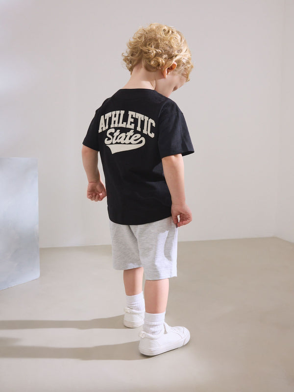 Black/Grey Baseball Short Sleeve Jersey Shirt & Shorts Set (3mths-7yrs) (3mths-7yrs)