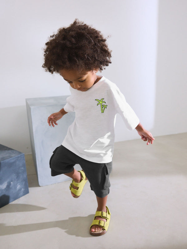 Black/White Short Sleeve T-Shirt & Utility Shorts Set (3mths-7yrs)