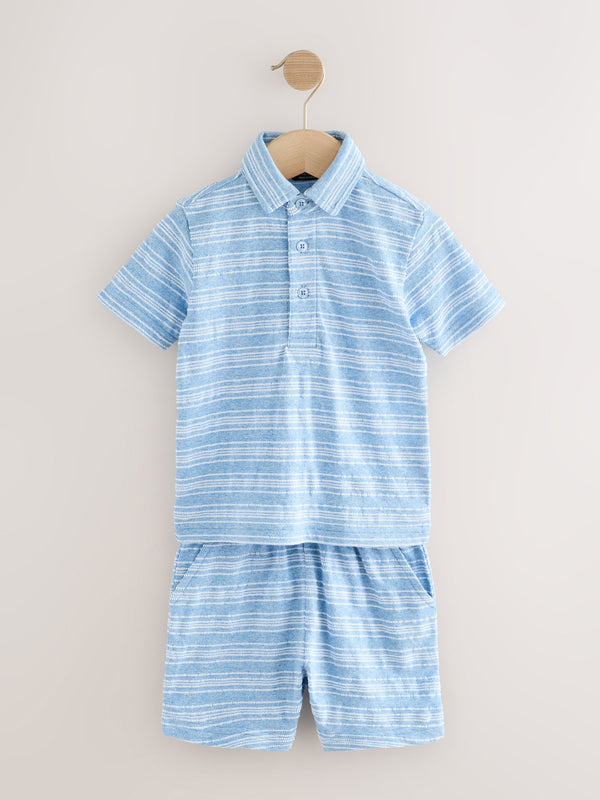 Blue Short Sleeve Polo Shirt And Shorts Set (3mths-7yrs)
