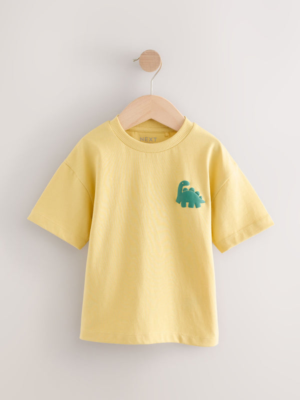 Yellow Dino Simple Short Sleeve T-Shirt (3mths-7yrs)