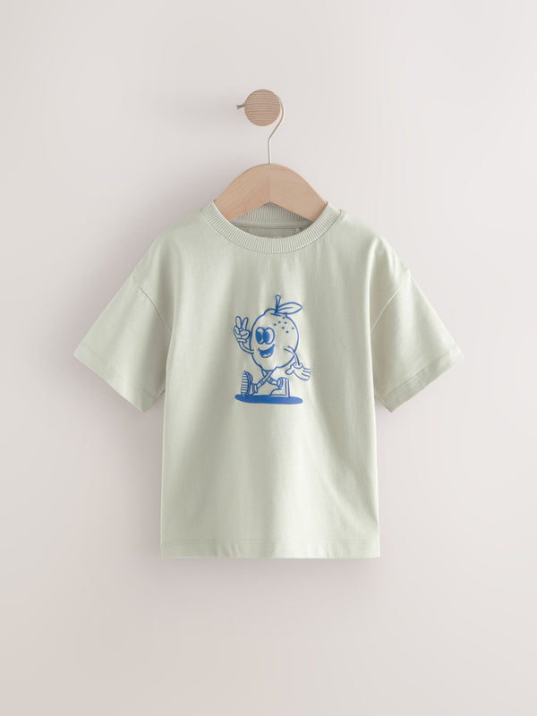 Sage Green Lemon Simple Short Sleeve T-Shirt (3mths-7yrs)