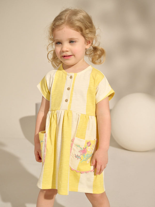 Yellow Stripe Jersey Summer Dress (3mths-7yrs)