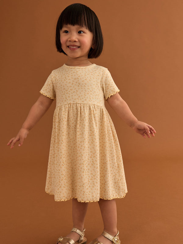 Yellow Ribbed Jersey Dress (3mths-7yrs)