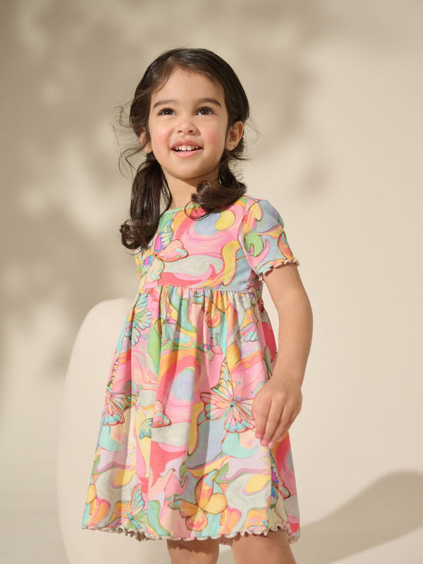 Rainbow Butterfly Short Sleeve Jersey Dres (3mths-7yrs)