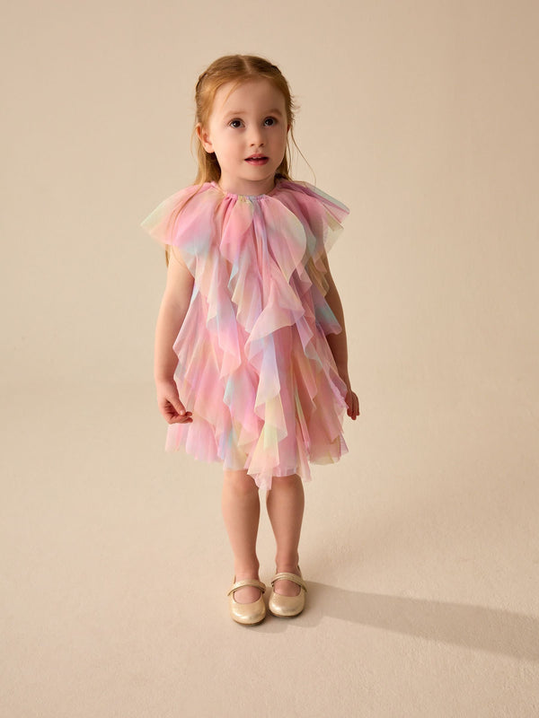 Rainbow Sleeveless Mesh Party Dress (3mths-7yrs)