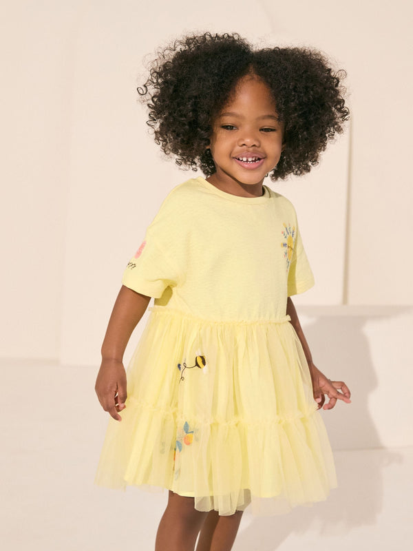 Yellow Character Mesh Party Dress (3mths-7yrs)