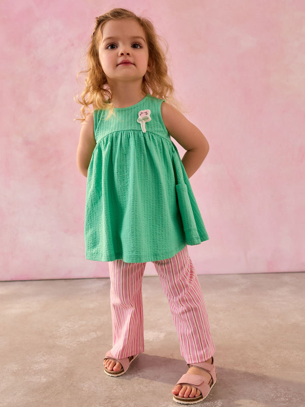 Green/Pink Character Dress and Trousers Set (3mths-7yrs)