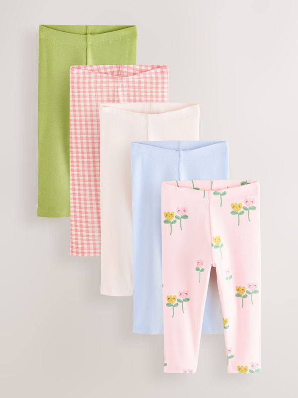 Light Pink Ribbed Leggings 5 Pack (3mths-7yrs)