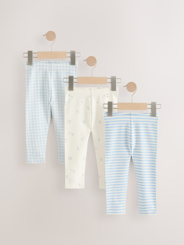 Blue Ribbed Leggings 3 Pack (3mths-7yrs)