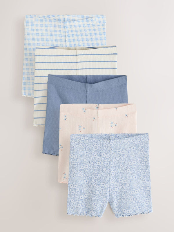Blue Ribbed Shorts 5 Pack (3mths-7yrs)