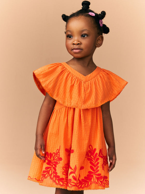 Orange Embroidered Summer Dress (3mths-10yrs)