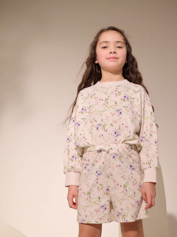 White Floral Print Jersey Shorts (3-16yrs)