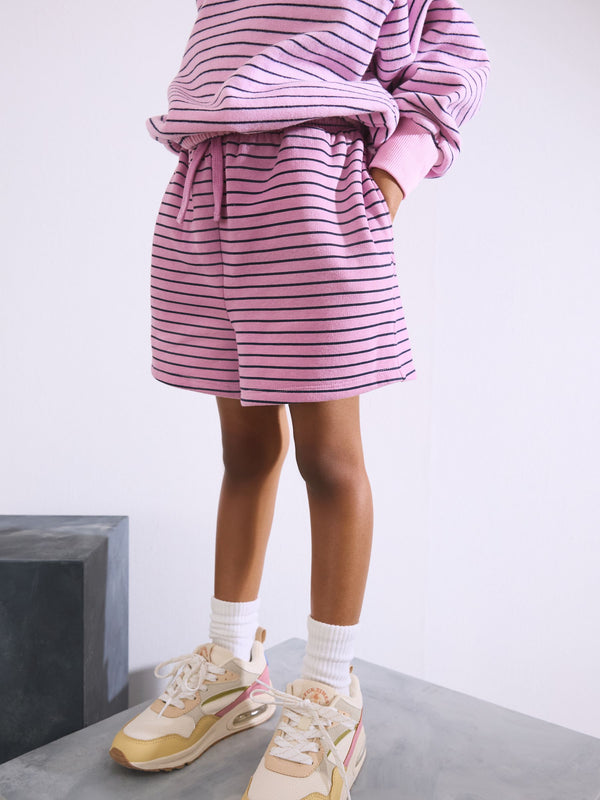 Pink Stripe Jersey Shorts (3-16yrs)
