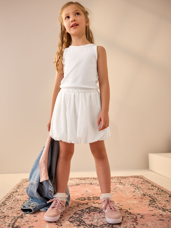 White Broderie Puffball Skirt (3-16yrs)