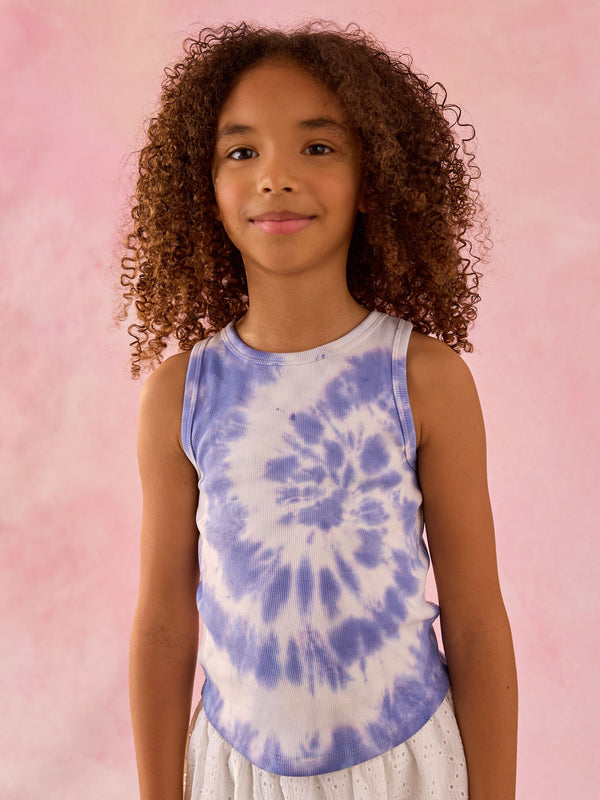 Blue Tie Dye Rib Vest (3-16yrs)