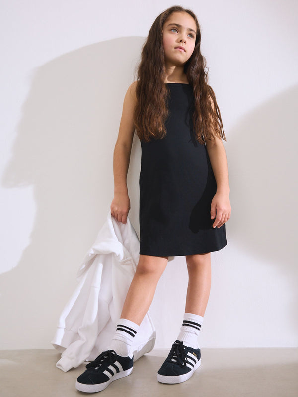 Black Rib Racer Summer Dress (3-16yrs)